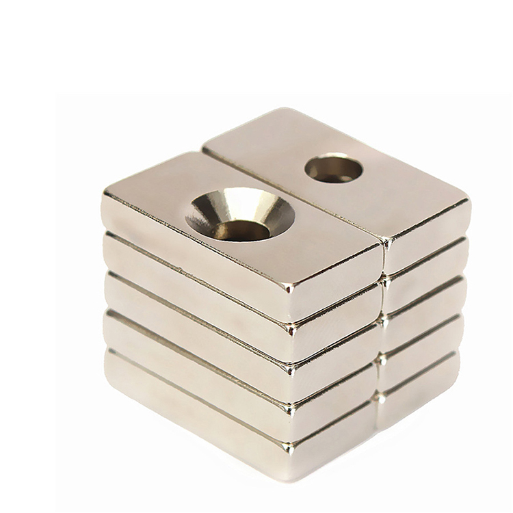 Block magnet with two countersunks neodymium magnet