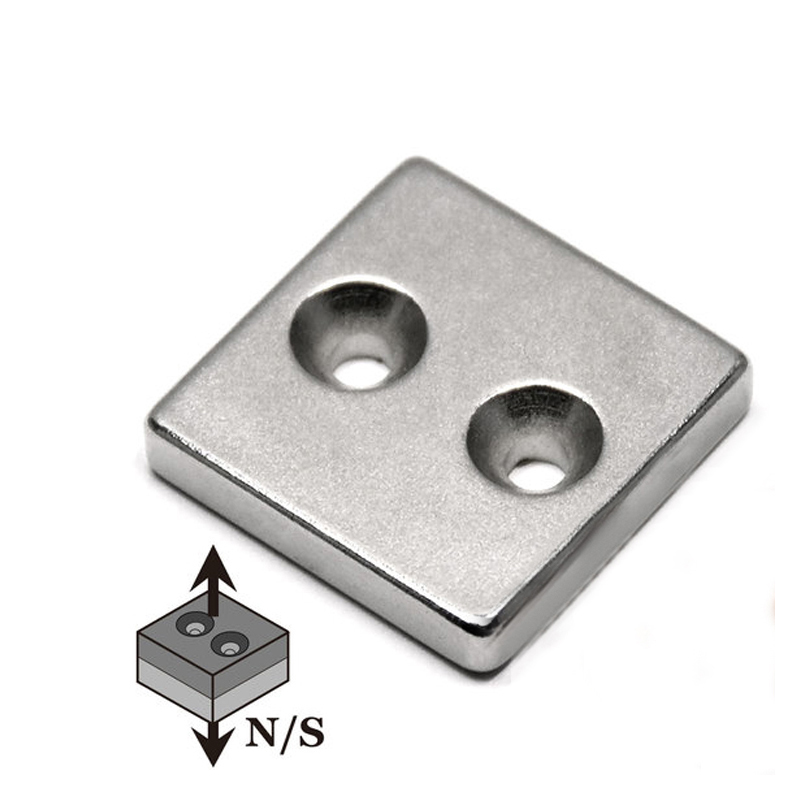 Block magnet with two countersunks neodymium magnet