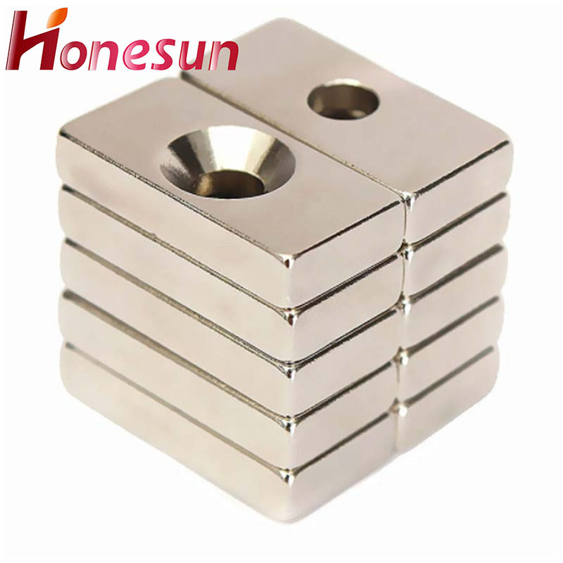 Block Magnets with Countersunk Hole N35 N42 N45 N50 N52 Super Strong Rectangular Rare Earth Neodymium Magnets NdFeB Magnets